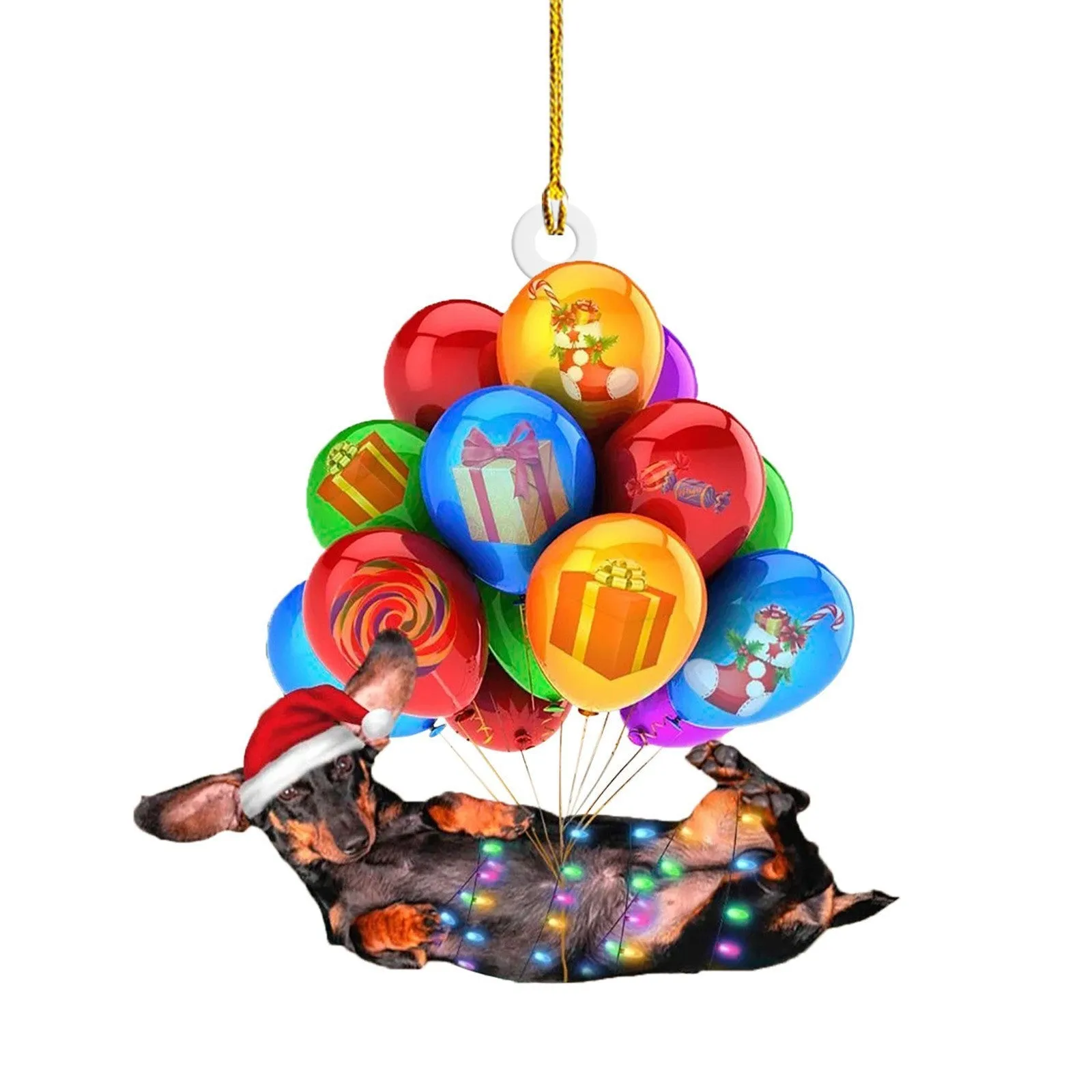 8cm plastic acrylic cartoon sausage dog Christmas ornament in rough stone colour