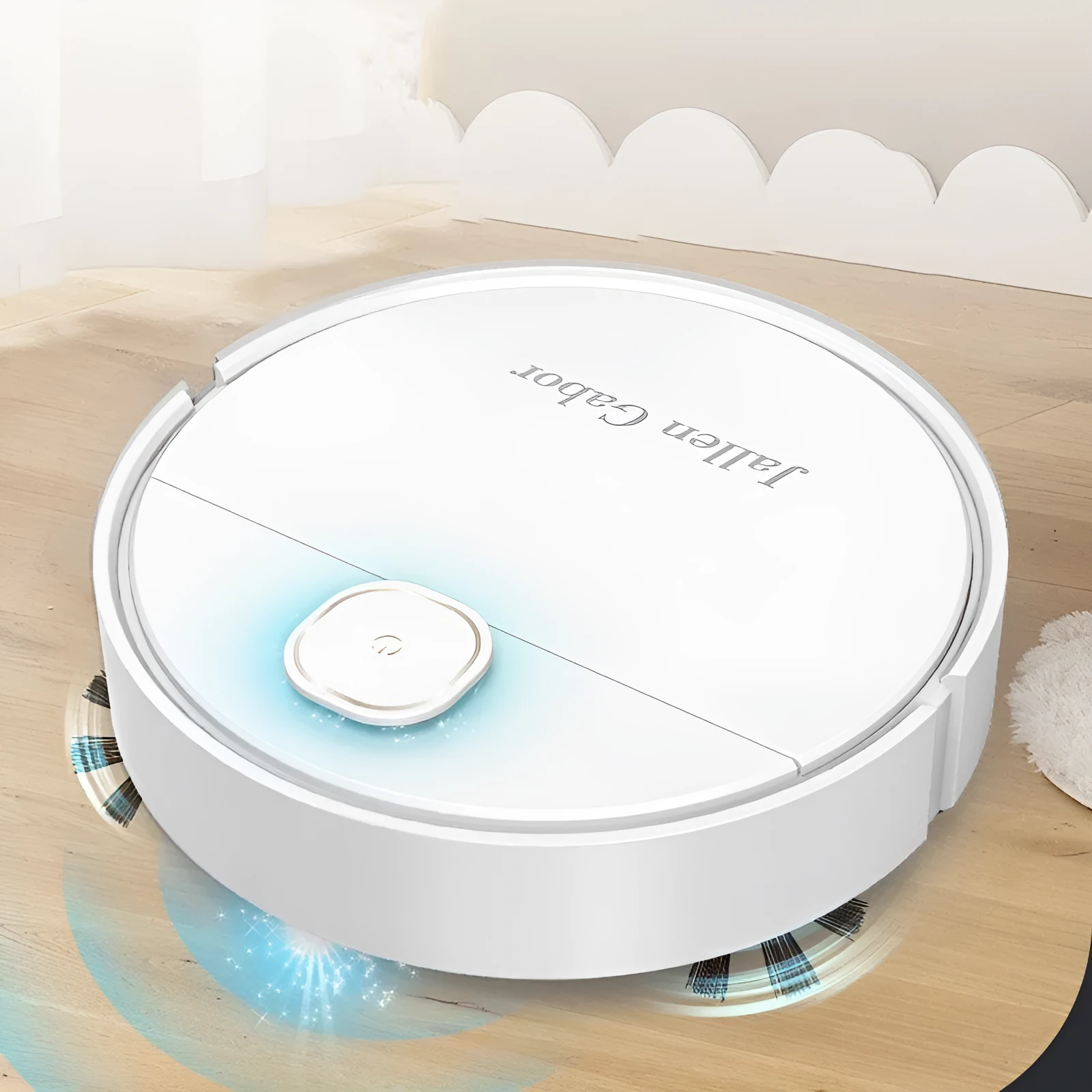 Intelligent automatic sweeping robot vacuum cleaner in white, 25x25x6.5cm, USB powered