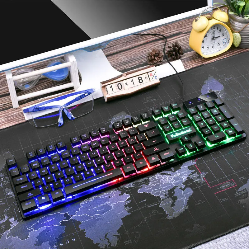 Wired USB Gaming Keyboard for Office and Home Use 104 Keys Multimedia Shortcut Keys X Architecture Backlit Waterproof Plastic Black White 1.5 Metre Cable 420x163x35mm