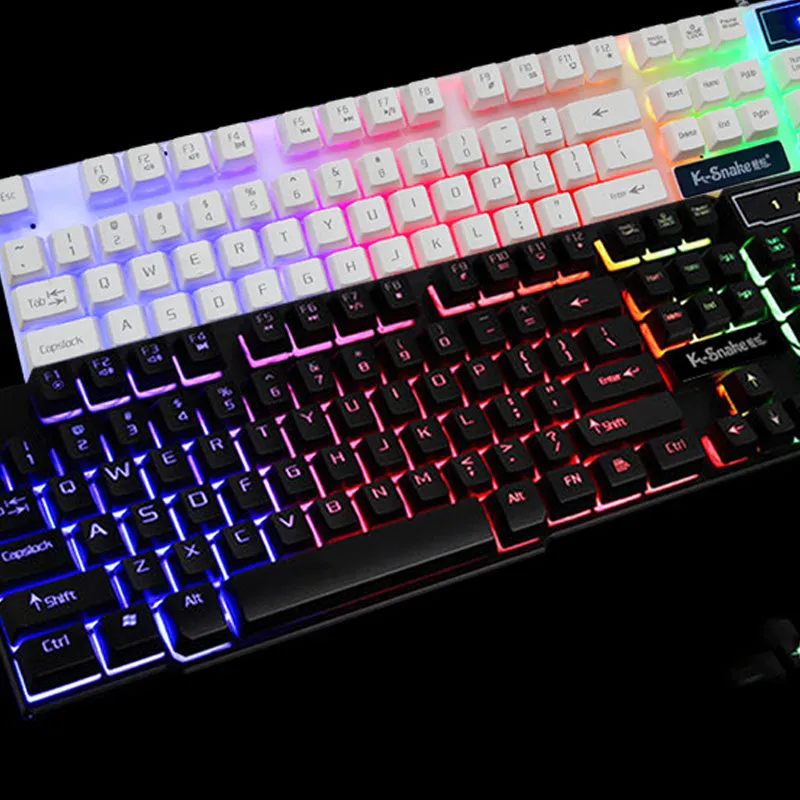 Wired USB Gaming Keyboard for Office and Home Use 104 Keys Multimedia Shortcut Keys X Architecture Backlit Waterproof Plastic Black White 1.5 Metre Cable 420x163x35mm
