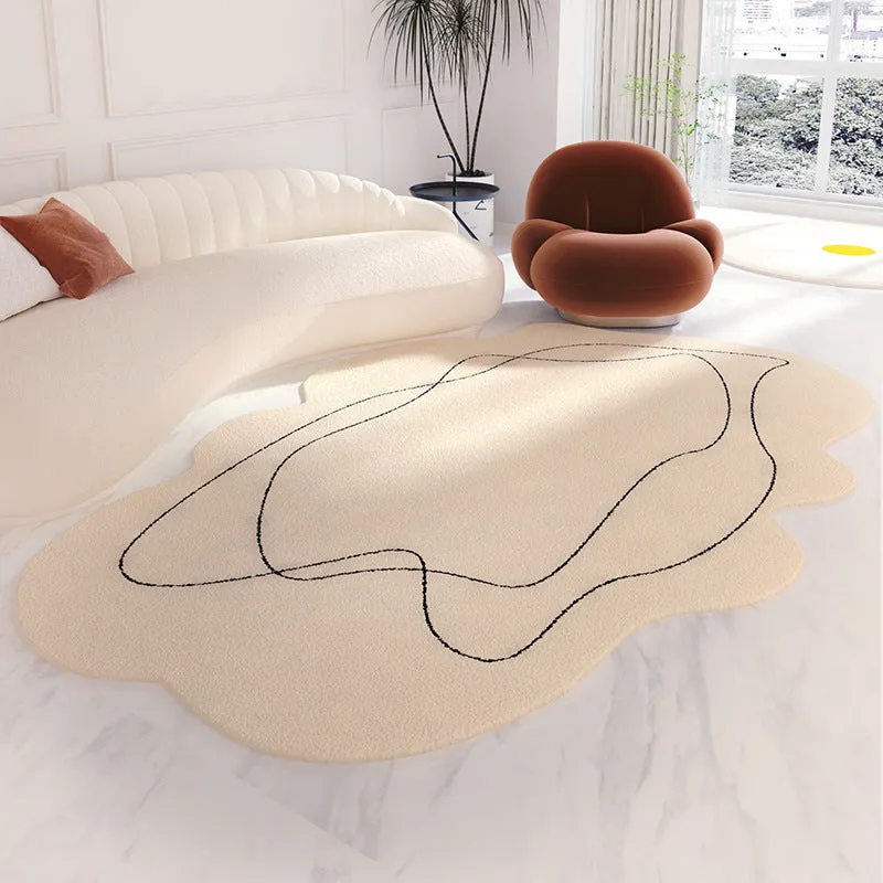 Cream style polyester carpet with stripe geometric pattern and imitation cashmere finish