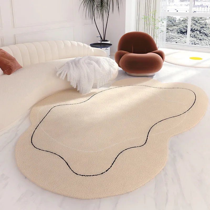Cream style polyester carpet with stripe geometric pattern and imitation cashmere finish