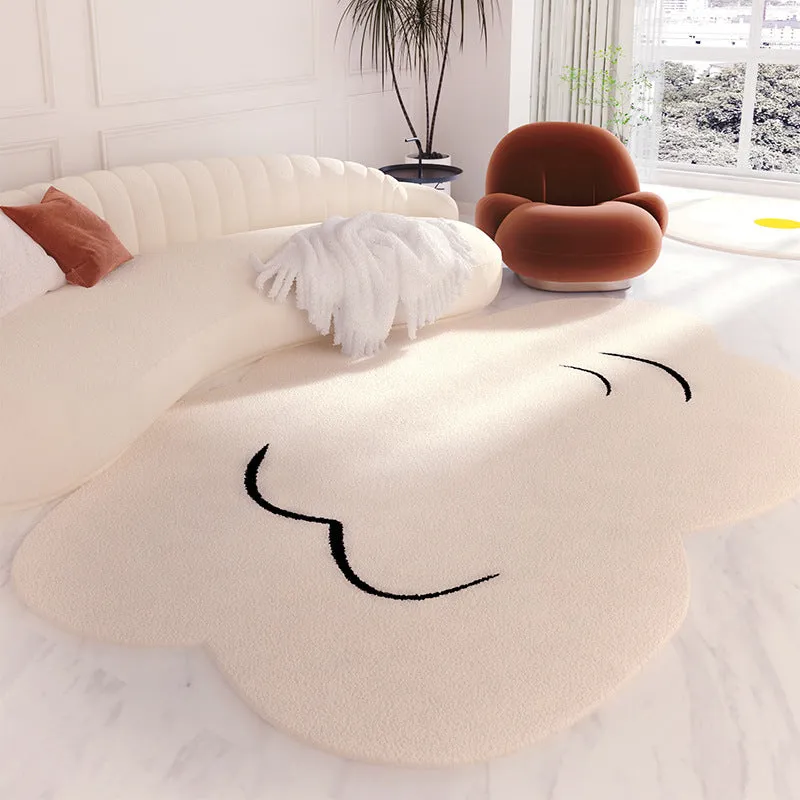 Cream style polyester carpet with stripe geometric pattern and imitation cashmere finish