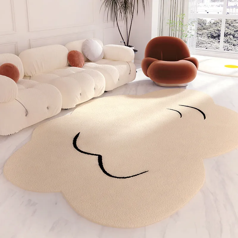 Cream style polyester carpet with stripe geometric pattern and imitation cashmere finish
