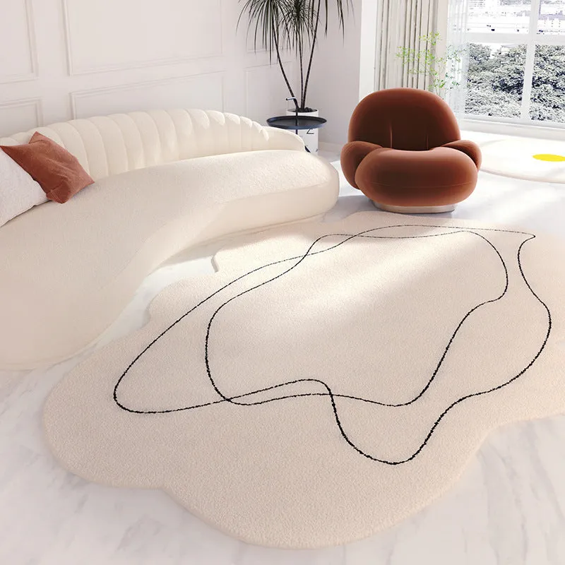 Cream style polyester carpet with stripe geometric pattern and imitation cashmere finish