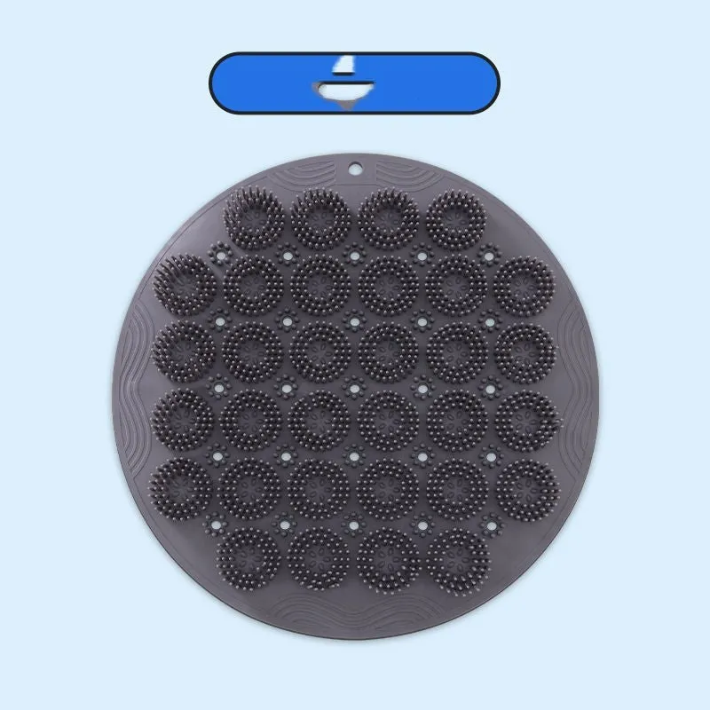Silicone back bath brush with suction cup wall mount in Sky Blue, 30x30cm