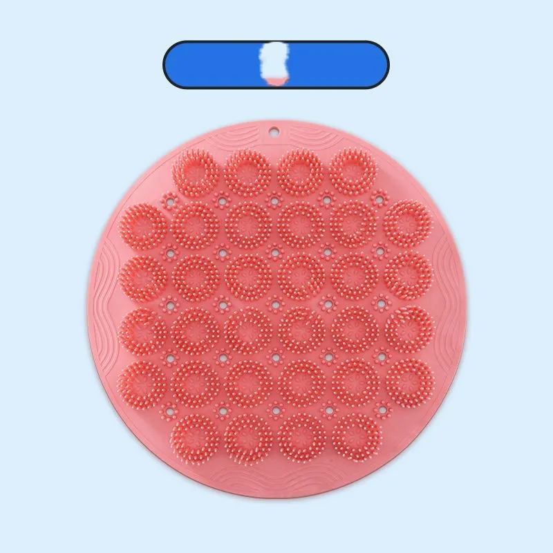 Silicone back bath brush with suction cup wall mount in Sky Blue, 30x30cm