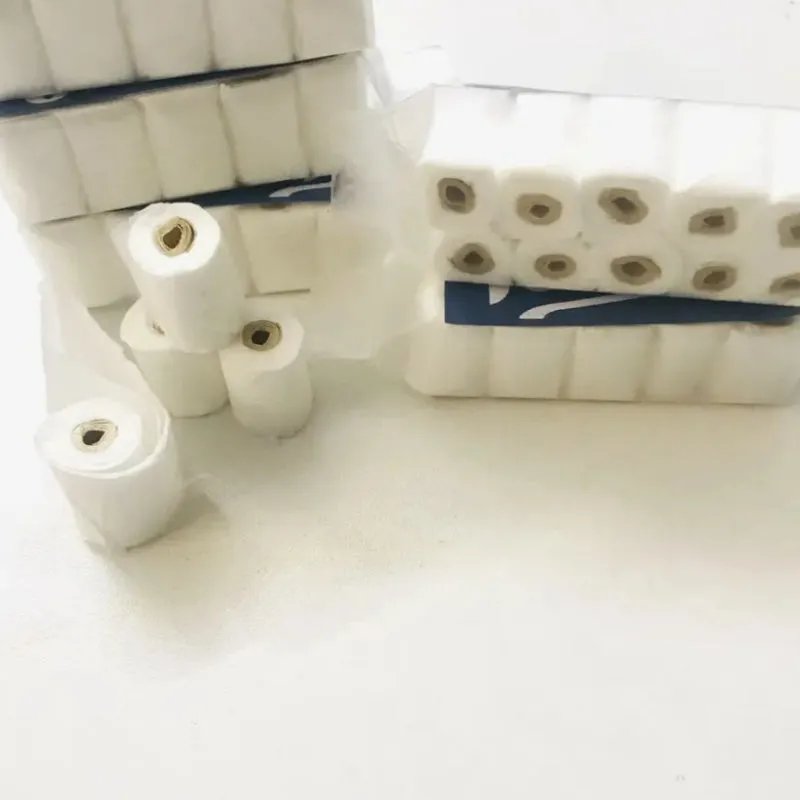 Miniature paper tissue roll model measuring 30mm wide by 15mm deep by 80mm high