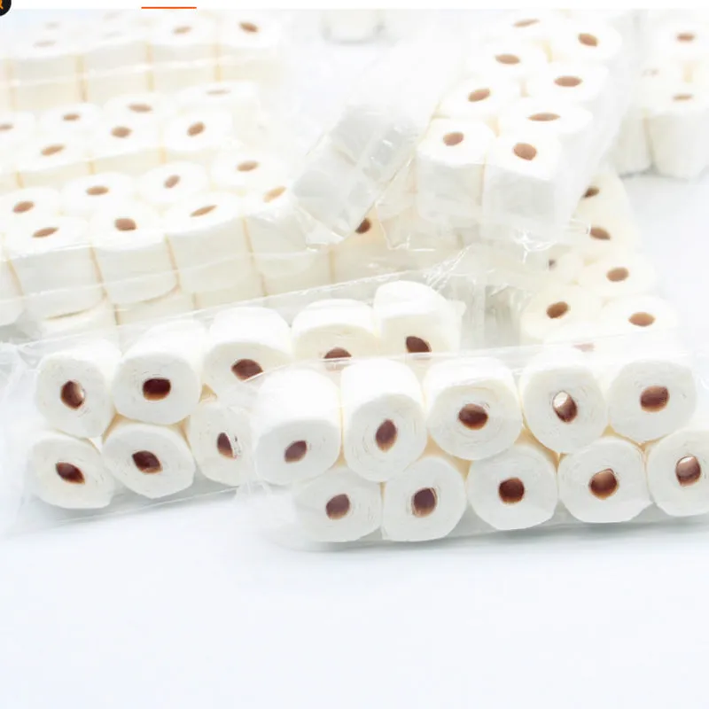 Miniature paper tissue roll model measuring 30mm wide by 15mm deep by 80mm high