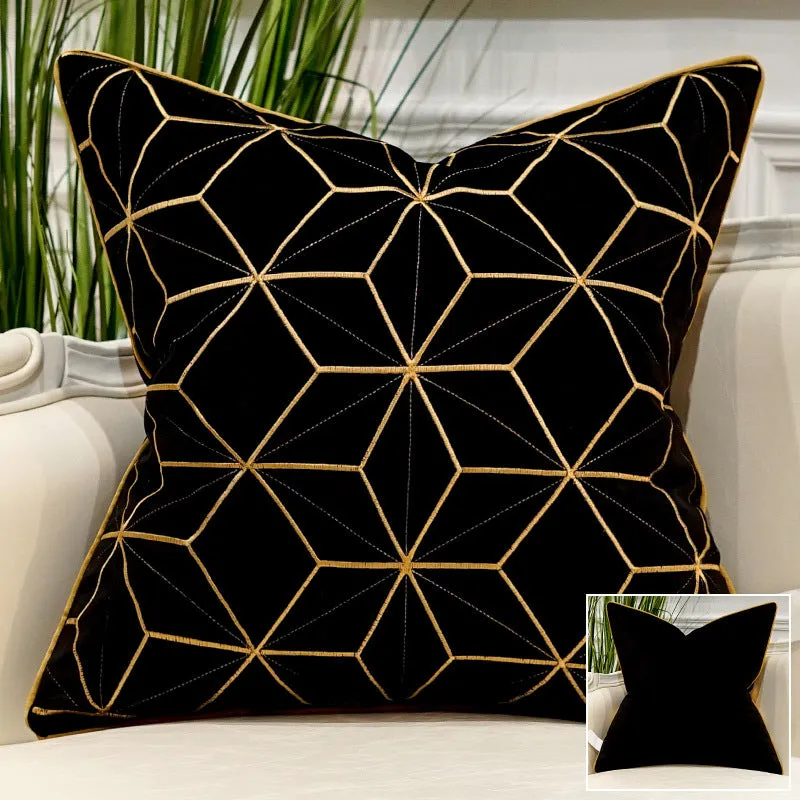 Embroidered plush throw pillow on modern light luxury sofa, 45x45cm or 50x50cm, with PP cotton filling