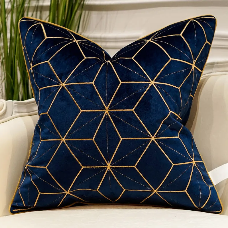 Embroidered plush throw pillow on modern light luxury sofa, 45x45cm or 50x50cm, with PP cotton filling
