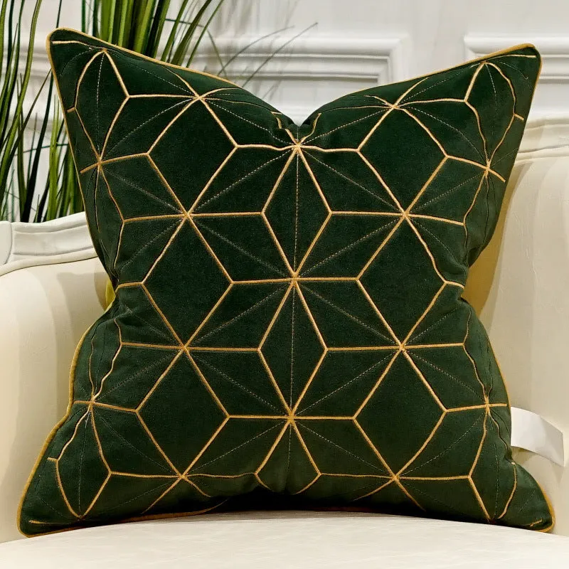 Embroidered plush throw pillow on modern light luxury sofa, 45x45cm or 50x50cm, with PP cotton filling