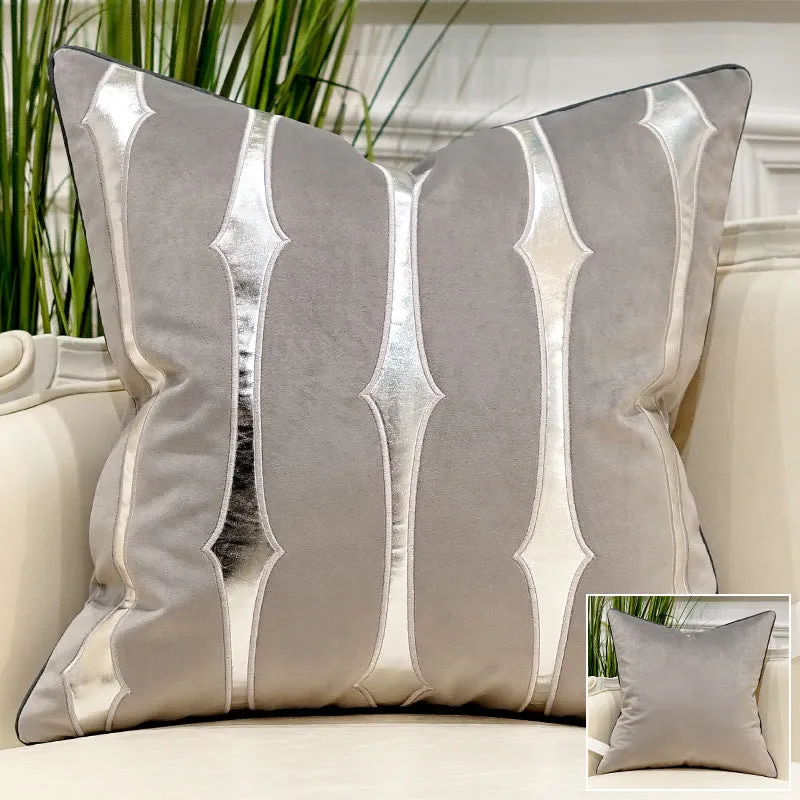 Embroidered plush throw pillow on modern light luxury sofa, 45x45cm or 50x50cm, with PP cotton filling