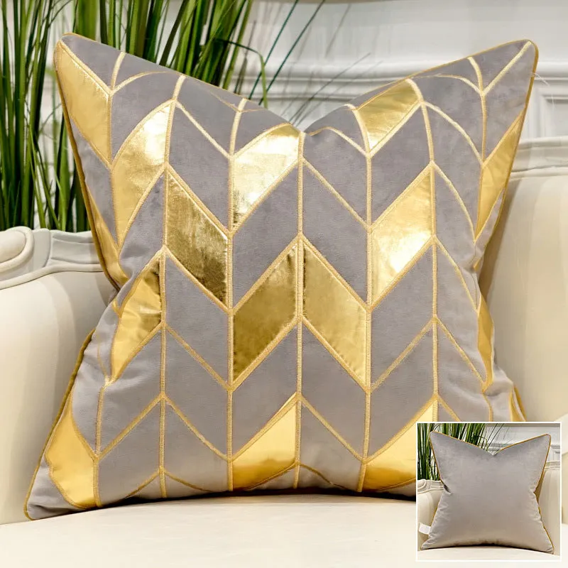 Embroidered plush throw pillow on modern light luxury sofa, 45x45cm or 50x50cm, with PP cotton filling