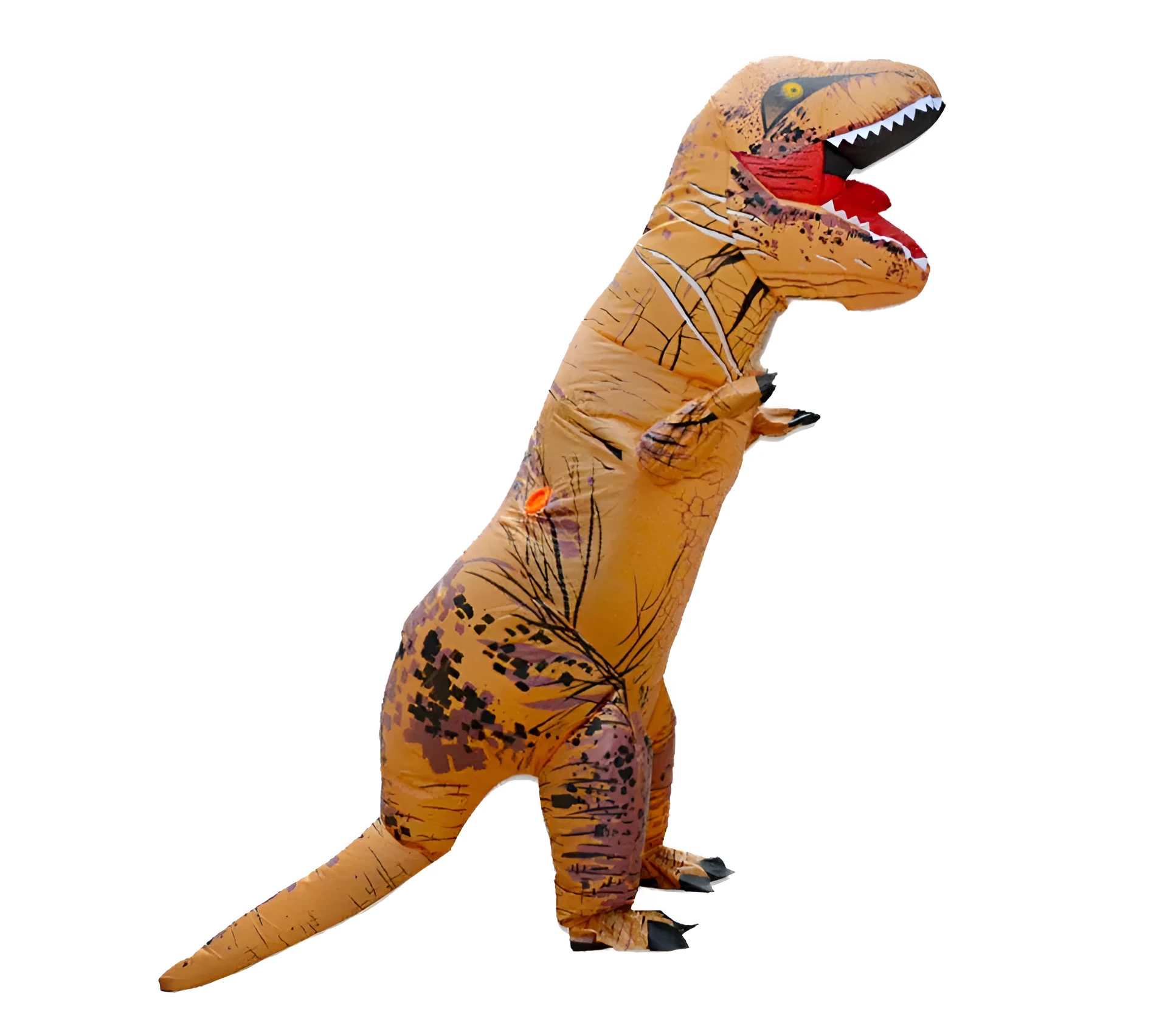Inflatable blue Tyrannosaurus dinosaur costume from Jurassic World with fan and accessories for adults