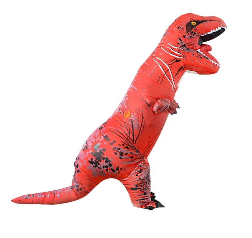 Inflatable blue Tyrannosaurus dinosaur costume from Jurassic World with fan and accessories for adults