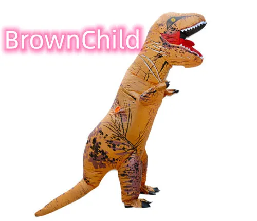 Inflatable blue Tyrannosaurus dinosaur costume from Jurassic World with fan and accessories for adults