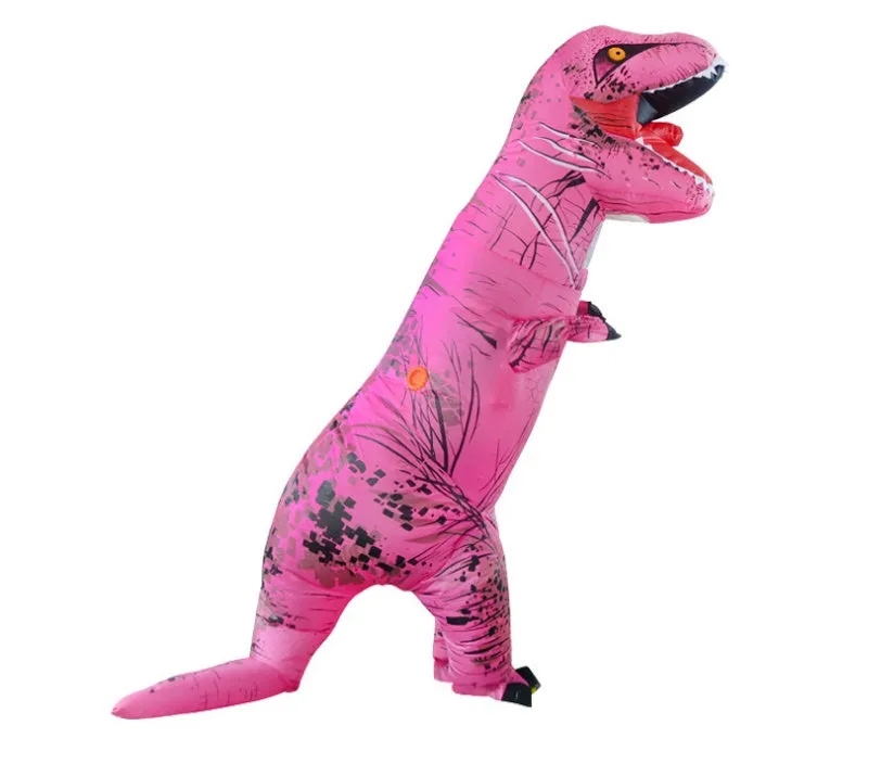 Inflatable blue Tyrannosaurus dinosaur costume from Jurassic World with fan and accessories for adults