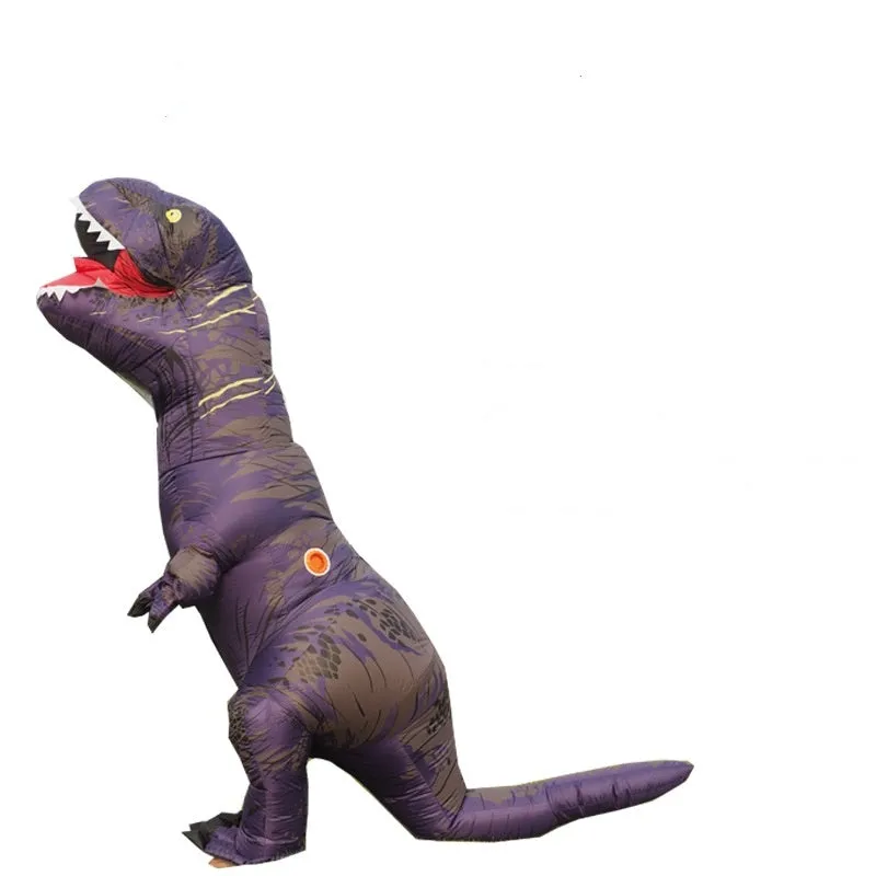 Inflatable blue Tyrannosaurus dinosaur costume from Jurassic World with fan and accessories for adults