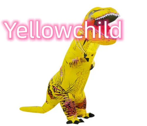Inflatable blue Tyrannosaurus dinosaur costume from Jurassic World with fan and accessories for adults