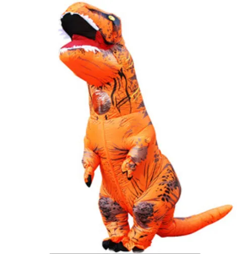 Inflatable blue Tyrannosaurus dinosaur costume from Jurassic World with fan and accessories for adults