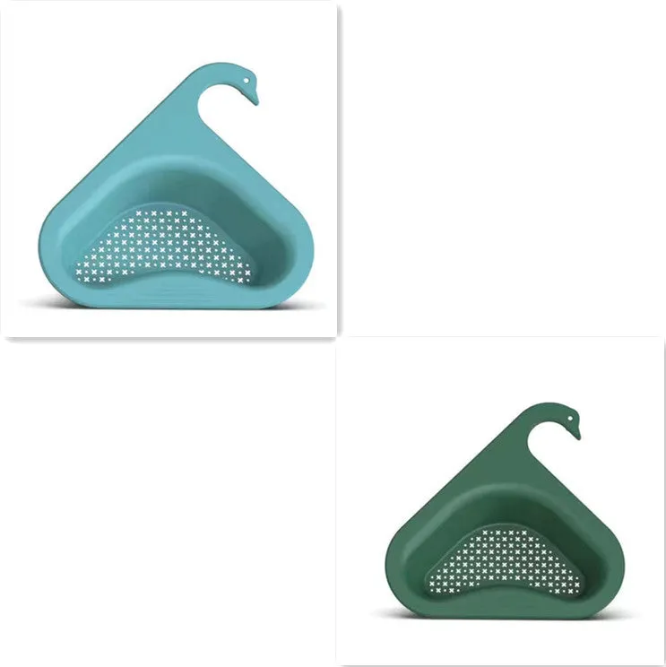 Kitchen multifunctional hanging swan drainer in blue colour over a sink