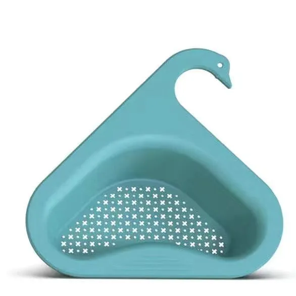 Kitchen multifunctional hanging swan drainer in blue colour over a sink