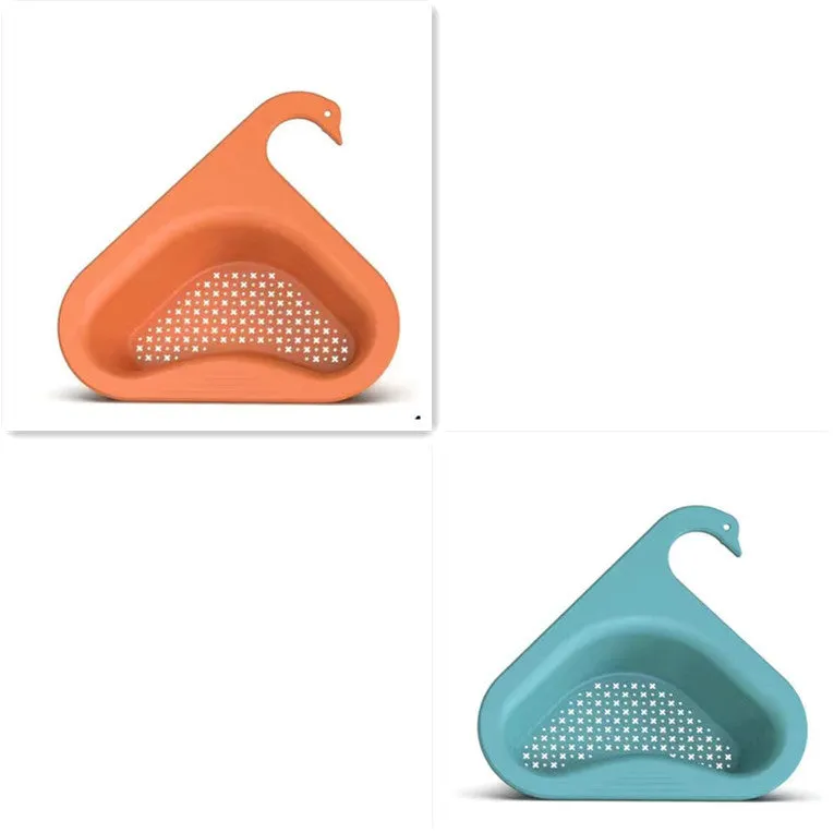 Kitchen multifunctional hanging swan drainer in blue colour over a sink