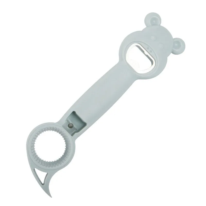 4-in-1 multifunctional stainless steel bottle opener jar opener can opener in gray blue colour