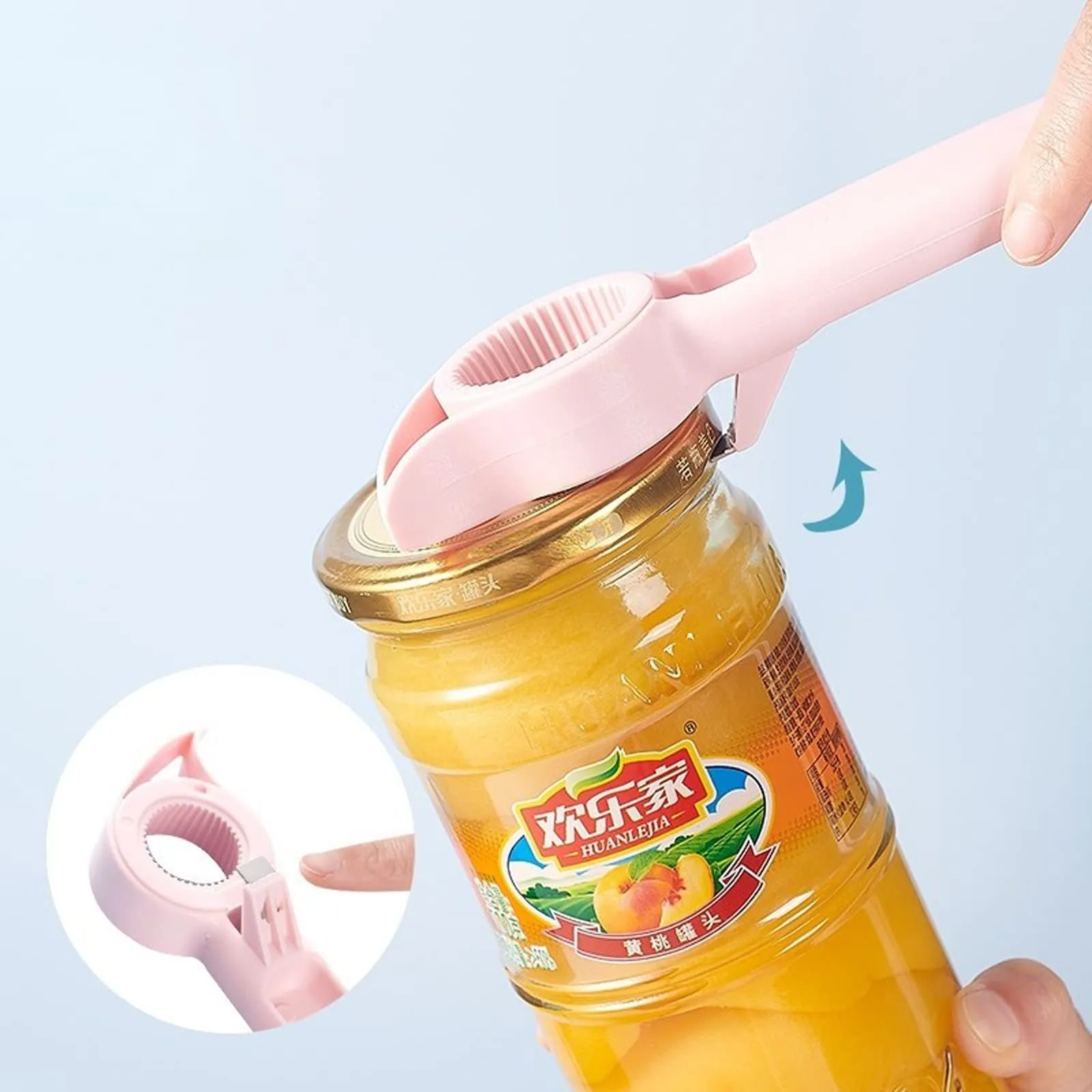 4-in-1 multifunctional stainless steel bottle opener jar opener can opener in gray blue colour