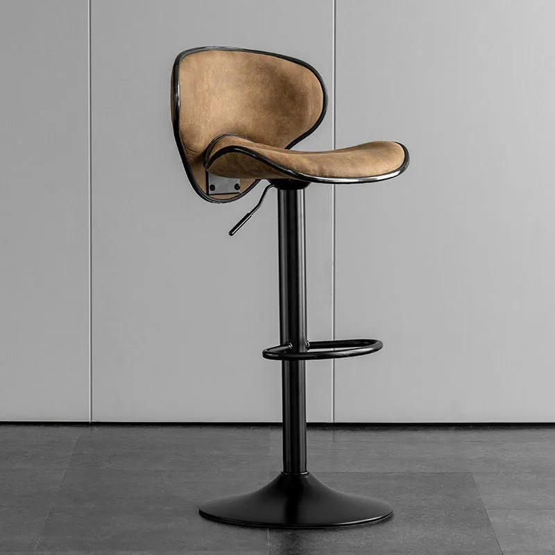 Minimalist modern Scandinavian leather chair with adjustable height from 84 to 104cm in retro camel colour for home office desk