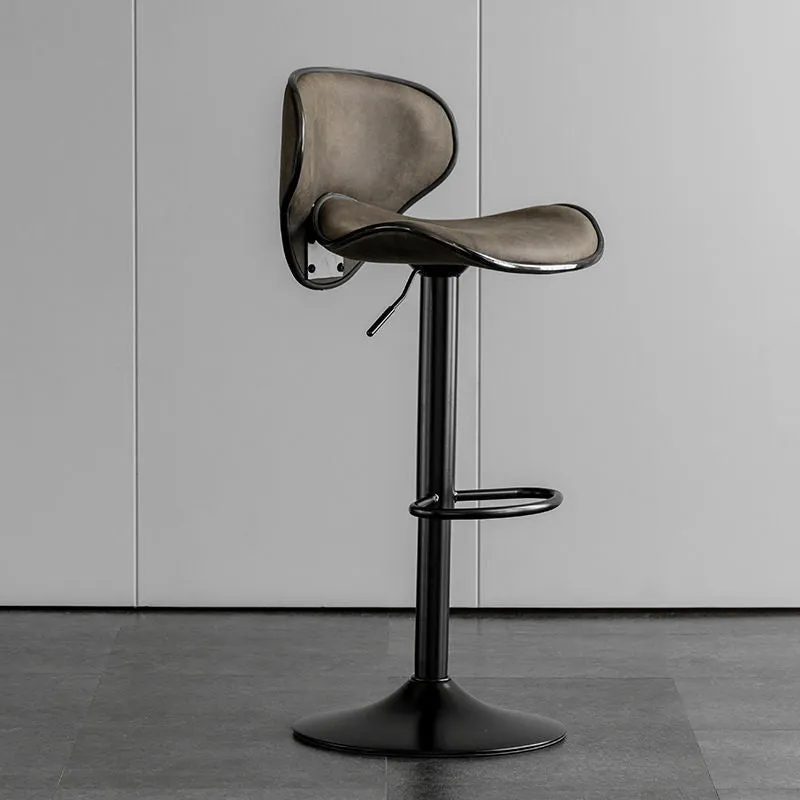 Minimalist modern Scandinavian leather chair with adjustable height from 84 to 104cm in retro camel colour for home office desk