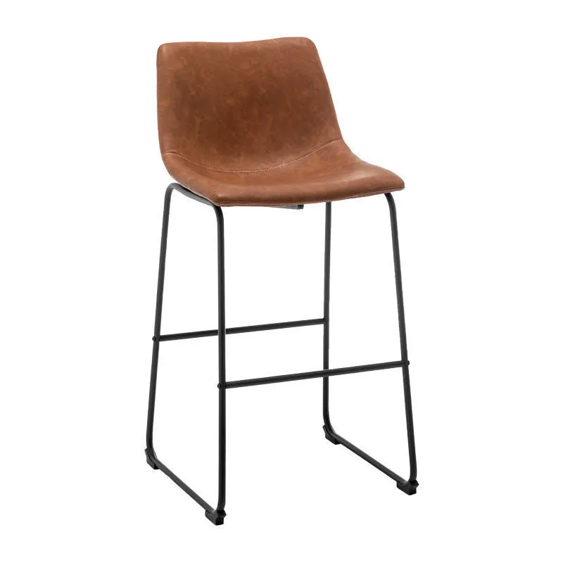 Minimalist modern Scandinavian leather chair with adjustable height from 84 to 104cm in retro camel colour for home office desk