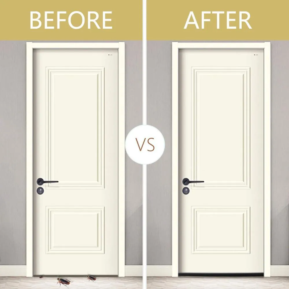 Flexible door bottom sealing strip, 21x15x6.5 cm, white, for noise reduction and draft blocking on interior doors