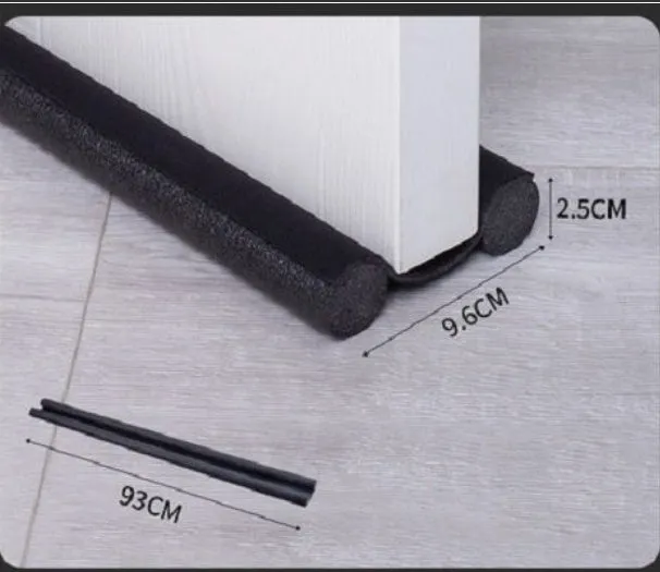 Flexible door bottom sealing strip, 21x15x6.5 cm, white, for noise reduction and draft blocking on interior doors