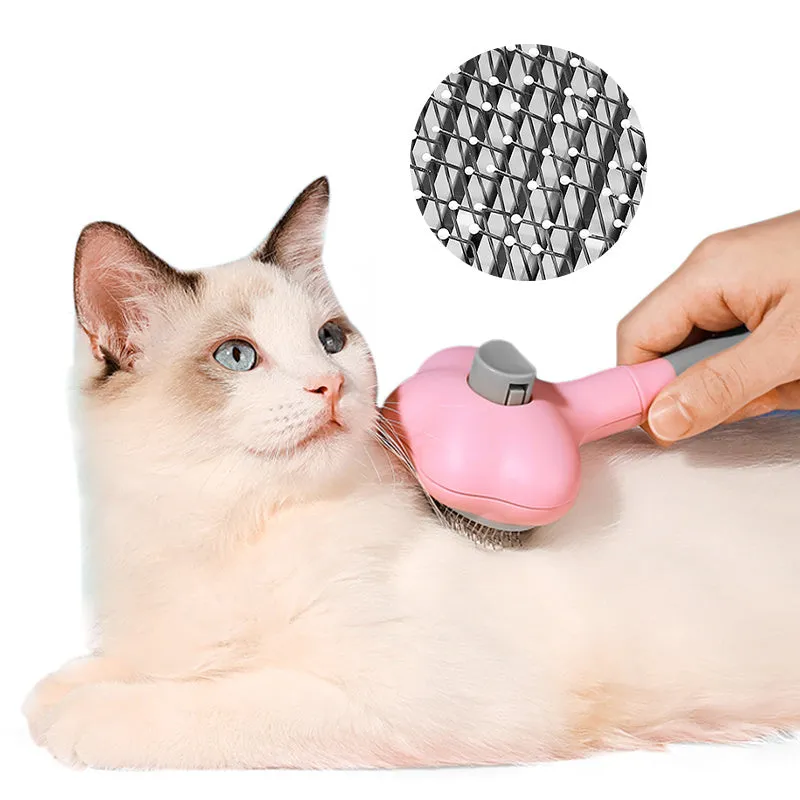 Fine needle pet grooming comb in macaron blue, 18cm long, PP and TPR material, for cats and dogs