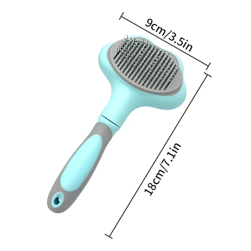 Fine needle pet grooming comb in macaron blue, 18cm long, PP and TPR material, for cats and dogs