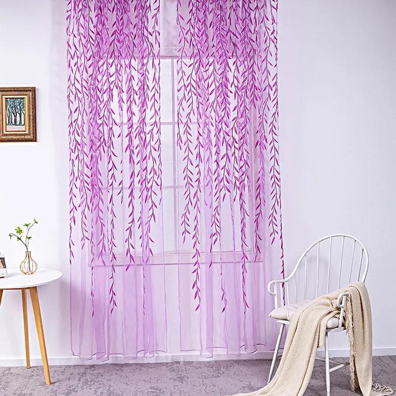 Inverted willow wicker offset printing curtain for living room balcony window screen in green colour