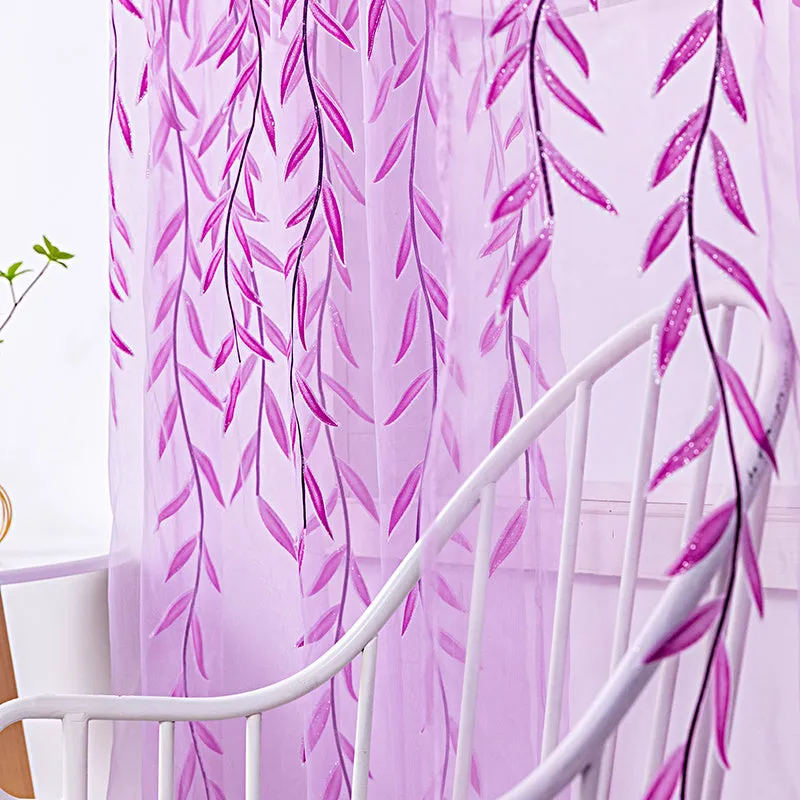 Inverted willow wicker offset printing curtain for living room balcony window screen in green colour