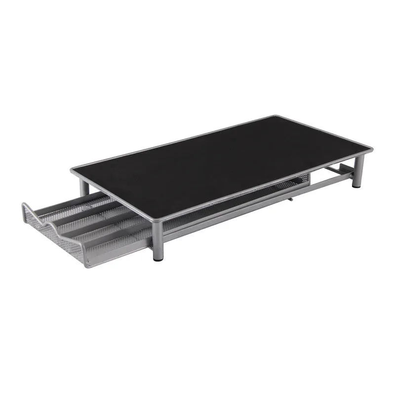 Iron coffee capsule drawer holder in sprayed silver grey on a kitchen worktop