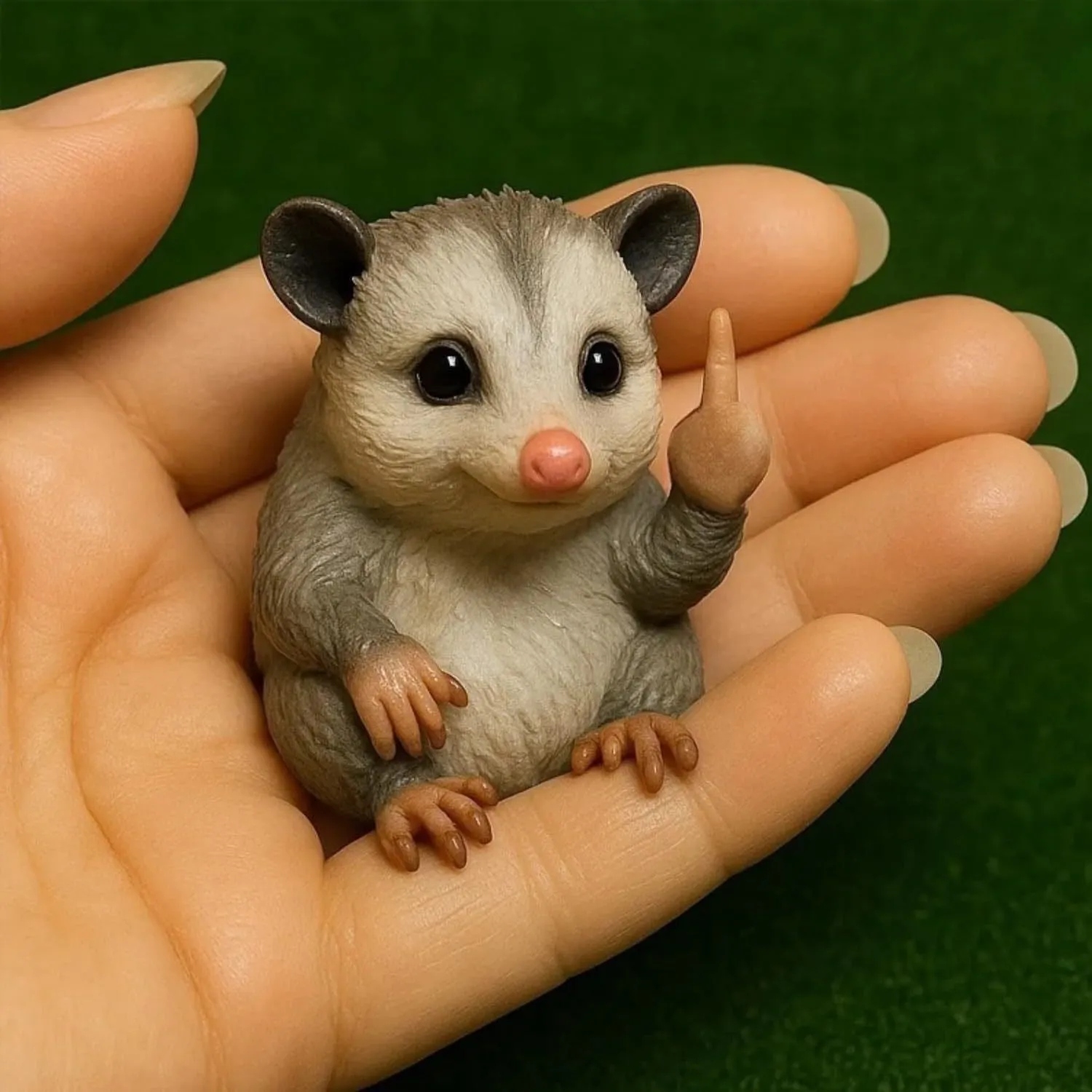 Resin animal middle finger doll ornament showing detailed animal character design with extended hand gesture