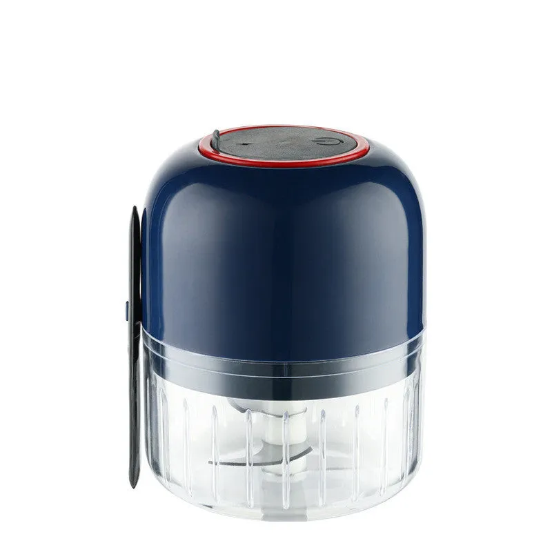 Blue electric garlic masher mini USB rechargeable plastic kitchen tool 11.5x9cm