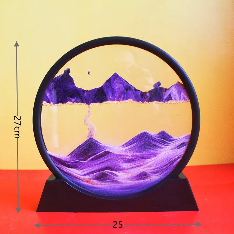 3D dynamic quicksand painting abstract New Chinese style glass decoration with polished surface