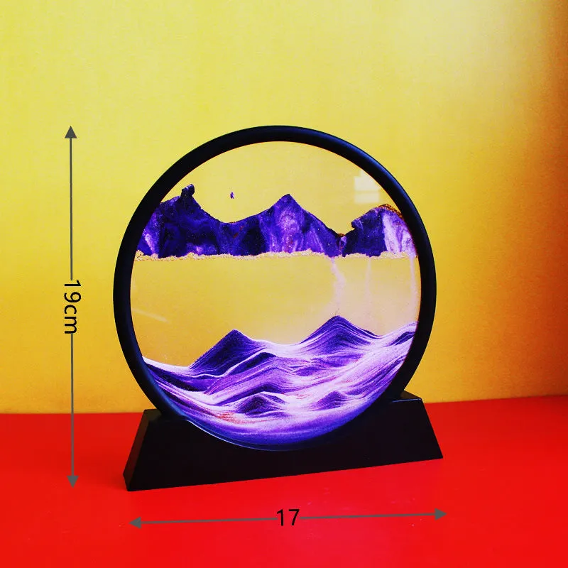3D dynamic quicksand painting abstract New Chinese style glass decoration with polished surface