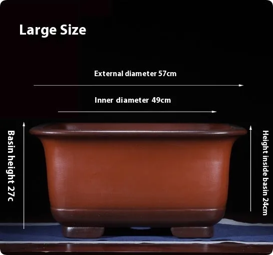Large purple clay Chinese style flower pot for indoor bonsai and plants
