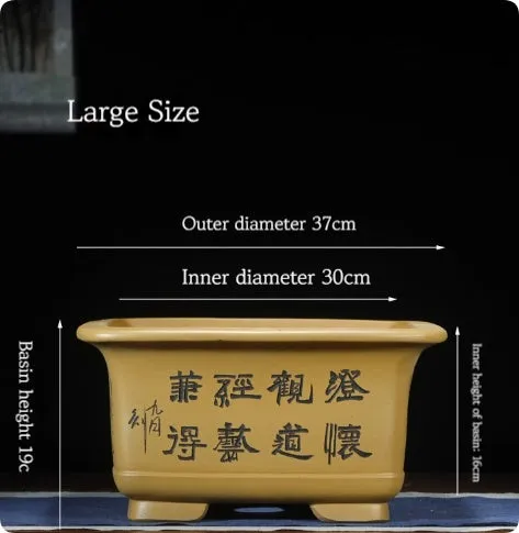 Large purple clay Chinese style flower pot for indoor bonsai and plants