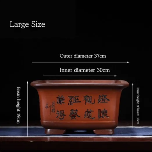 Large purple clay Chinese style flower pot for indoor bonsai and plants