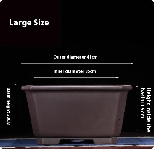 Large purple clay Chinese style flower pot for indoor bonsai and plants