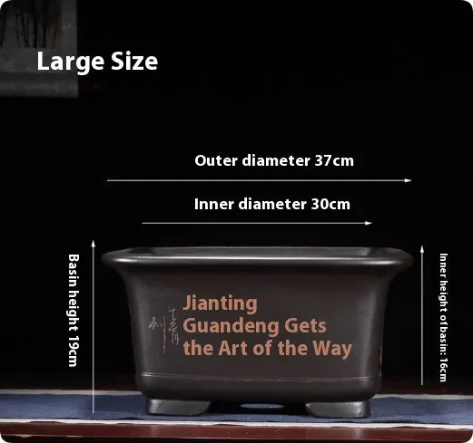 Large purple clay Chinese style flower pot for indoor bonsai and plants