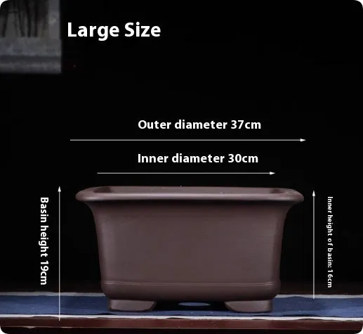 Large purple clay Chinese style flower pot for indoor bonsai and plants
